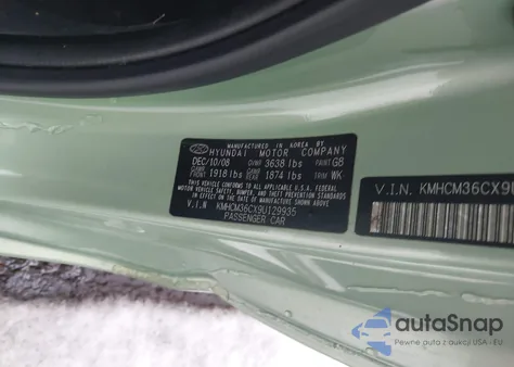 2009 Hyundai Accent Gs из США, поврежденный, VIN KMHCM36CX9U129935